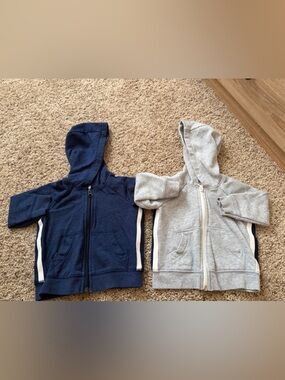 Carters Zip Hoodies - Navy & Light Gray